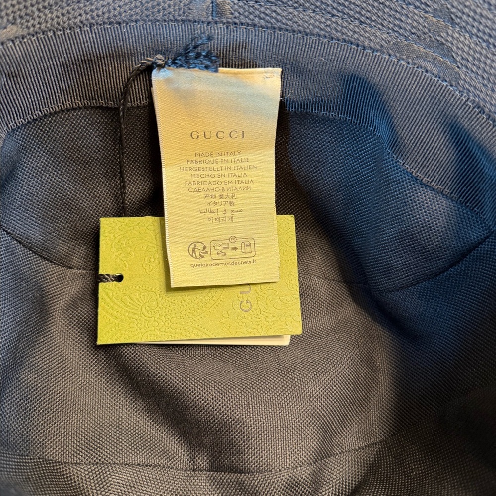 New Authentic Gucci GG Supreme Jumbo Logo Black Bucket Hat Size S - Picture 12 of 15